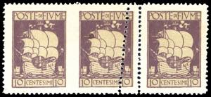 FIUME 1923 - 10 cent. San Vito, striscia ... 