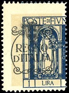 FIUME 1924 - 1 lira soprastampato Regno ... 