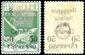FIUME ESPRESSI 1920 - 50 cent. su 5 cent. ... 
