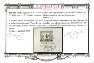 FIUME SEGNATASSE 1918 - 1 f. cifre ... 