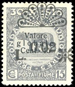 FIUME SEGNATASSE 1921 - 0,02 lire su 15 ... 