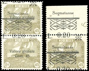 FIUME SEGNATASSE 1921 - 0,20 lire su 45 ... 