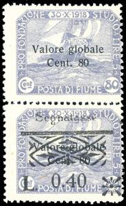 FIUME SEGNATASSE 1921 - 0,40 lire su 80 ... 
