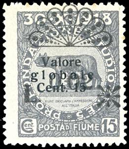 FIUME SEGNATASSE 1921 - 0,02 lire su 15 ... 