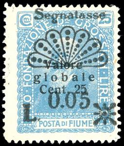 FIUME SEGNATASSE 1921 - 0,05 lire su 5 cent. ... 