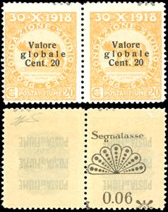 FIUME SEGNATASSE 1921 - 0,06 lire su 20 ... 