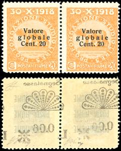 FIUME SEGNATASSE 1921 - 0,10 lire su 20 ... 