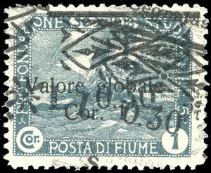 FIUME SEGNATASSE 1921 - 0,30 lire su 1 cor. ... 