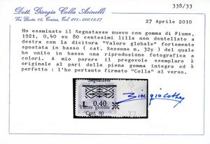 FIUME SEGNATASSE 1921 - 0,40 lire ... 