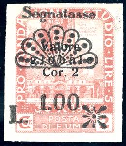 FIUME SEGNATASSE 1921 - 1 lira su 2 cor. ... 
