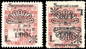 FIUME SEGNATASSE 1921 - 1 lira su 2 cor. ... 