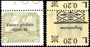 FIUME SEGNATASSE 1921 - 0,20 lire su 45 ... 