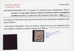 EMISSIONI GENERALI 1874 - 30 cent. ... 