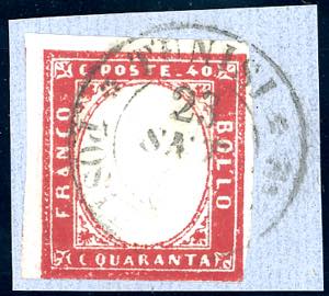 TUNISI 1861 - 40 cent. rosso carminio IV ... 