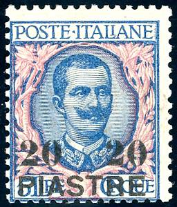 COSTANTINOPOLI 1908 - 20 pi. su 5 lire, II ... 