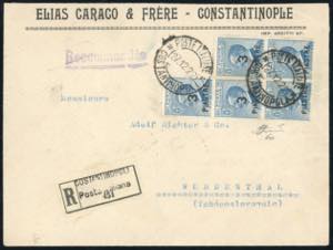 COSTANTINOPOLI 1922 - 3 pi. su 25 cent. ... 