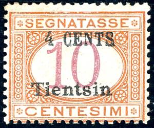 TIENTSIN SEGNATASSE 1918 - 4 cent. su 10 ... 