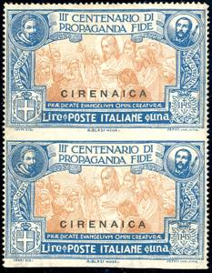 1923 - 1 lira Propaganda Fide, coppia ... 