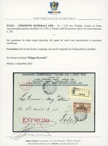 1930 - 10 + 2,50 lire Virgilio ... 
