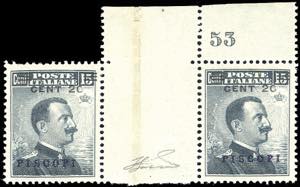 PISCOPI 1916 - 20 cent. su 15 cent. Michetti ... 