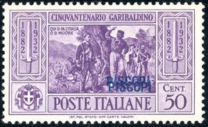 PISCOPI 1932 - 50 cent. Garibaldi doppia ... 