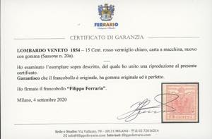 1854 - 15 cent. rosso vermiglio ... 