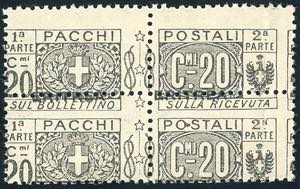 PACCHI POSTALI 1917 - 20 cent. nodo di ... 