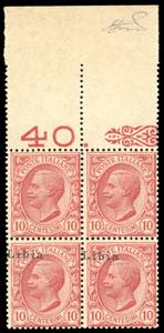 1912 - 10 cent. soprastampato (4), blocco di ... 