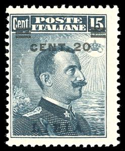 1916 - 20 cent. su 15 cent. soprastampa in ... 