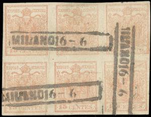 1854 - 15 cent. rosa chiaro, carta a ... 