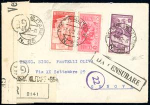 POSTA AEREA 1942 - 1 lira Augusto (37),  in ... 