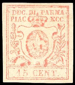 1859 - 15 cent. vermiglio, stampa ... 