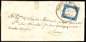1859 - 20 cent. azzurro scuro, perfetto ... 