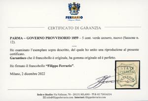 1859 - 5 cent. verde azzurro (12), ... 