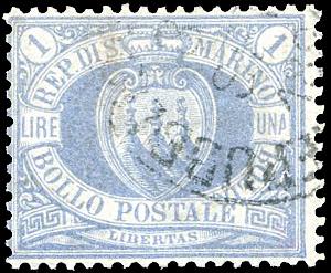 1894 - 1 lira oltremare Stemma (31), usato, ... 