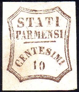 1859 - 10 cent. bruno (14), varietà di ... 