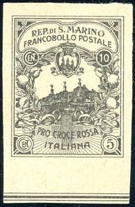 1916 - 10 + 5 cent. Croce Rossa, prova di ... 