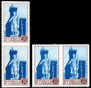 1954 - 20 lire Libertà, coppia verticale ... 