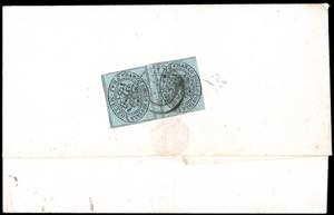 1852 - 1/2 baj grigio azzurro (1a), coppia ... 
