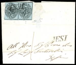 1852 - 1/2 baj grigio azzurro (1a), coppia ... 