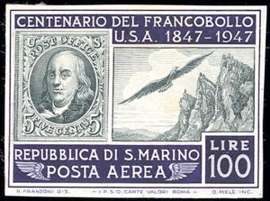 1947 - 100 lire Centenario francobollo Stati ... 