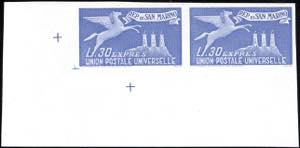 1946 - 30 lire, non dentellato (15a), coppia ... 