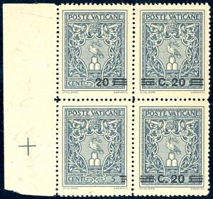 1945 - 20 cent. su 5 cent. Medaglioncini, ... 