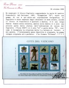 1987 - OLYMPHILEX, foglietto, ... 