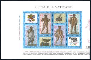 1987 - OLYMPHILEX, foglietto, taglio ... 