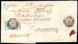 AUSTRIA 1855 - 9 kr. azzurro, 6 kr. bruno, ... 