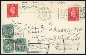 GRAN BRETAGNA/SOUTH AFRICA 1938 - Redirected ... 