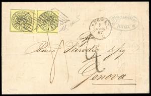 1867 - 4 baj giallo (5A), coppia orizzontale ... 