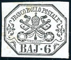1864 - 6 baj lilla grigio (7A), nuovo, gomma ... 