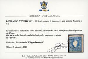 1859 - 15 soldi azzurro, II tipo ... 